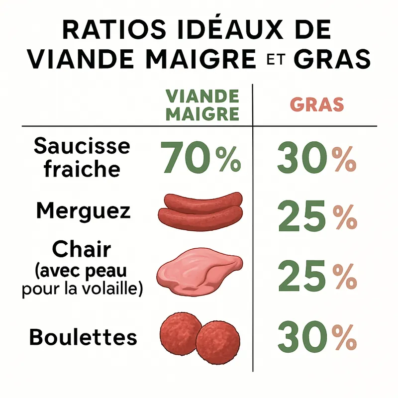 Quel ratio gras/maigre pour une chair à saucisse réussie ?