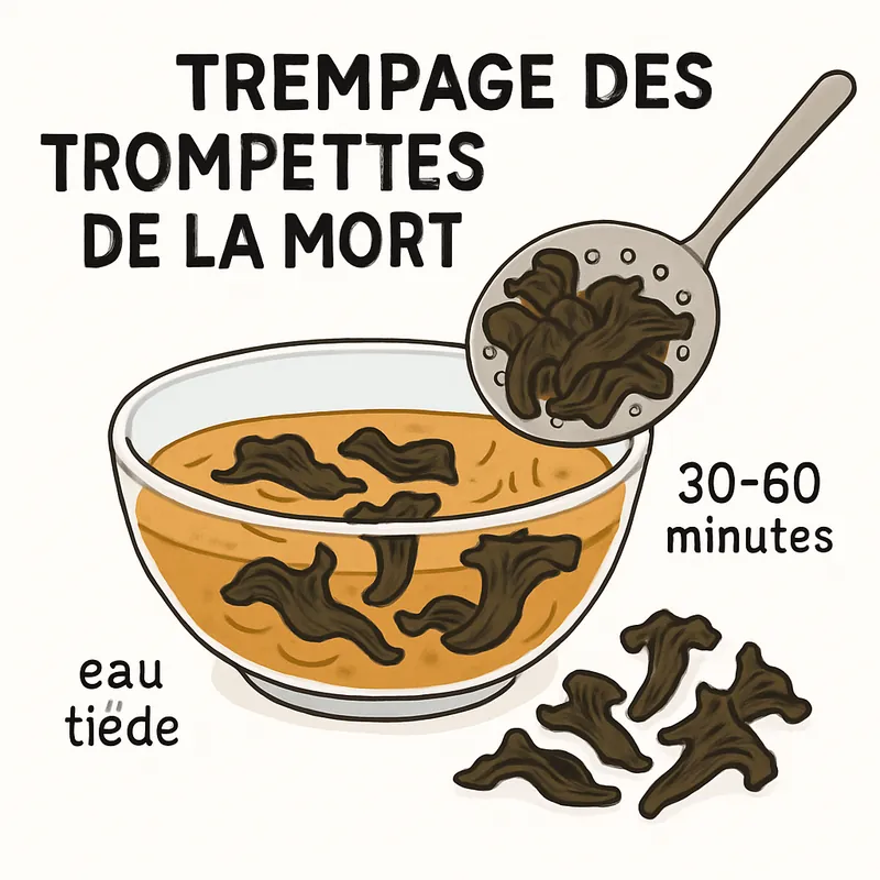 Réhydrater les trompettes de la mort : méthode et astuces