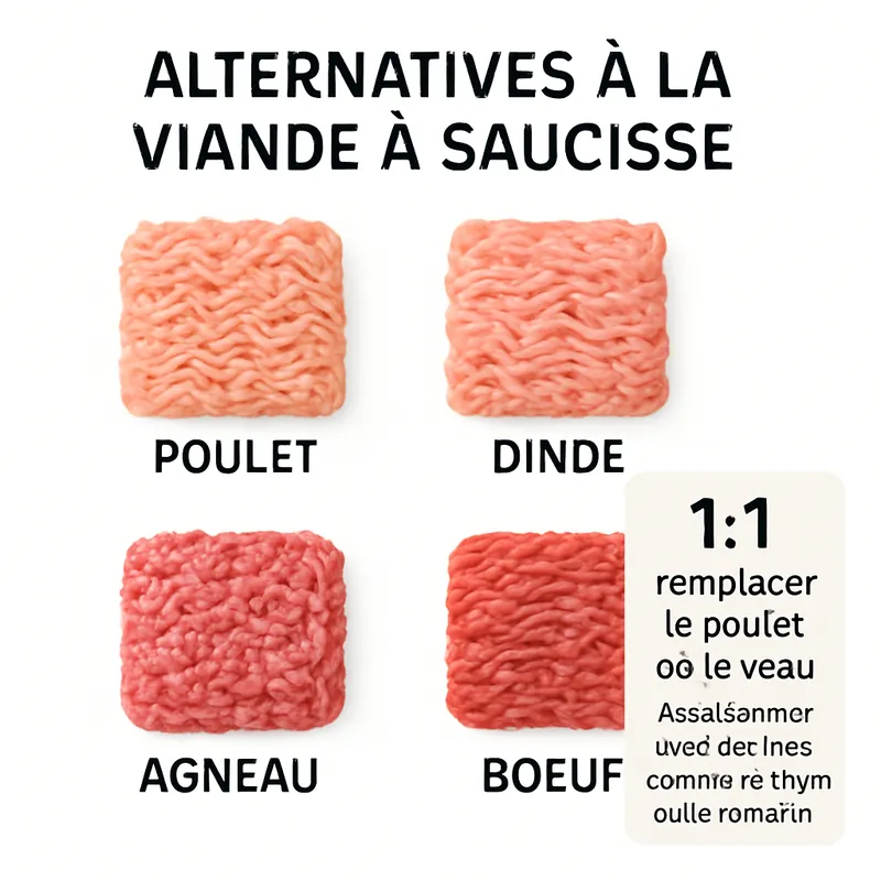 Par quoi remplacer la chair à saucisse dans une recette (alternative plus légère ou sans porc) ?