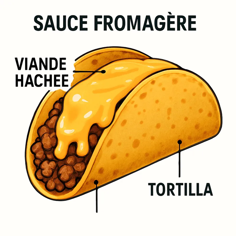 Recette tacos viande hachée sauce fromagère